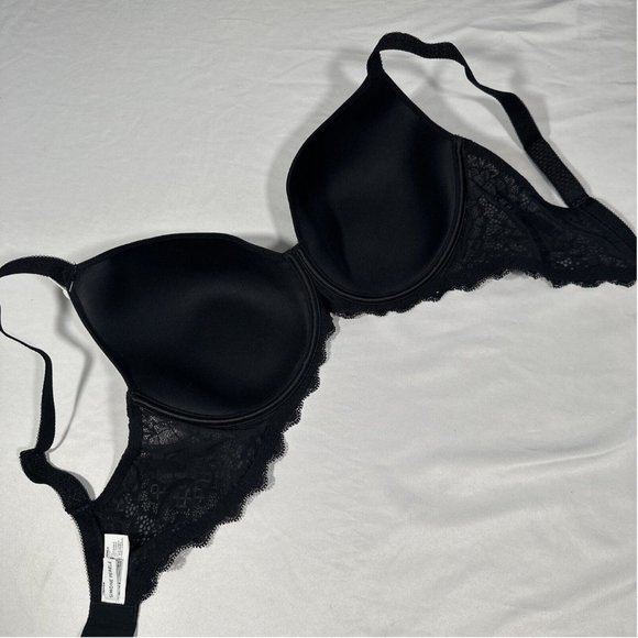 NWT $115 Simone Perele [‎ 36E ] Caresse Underwire Plunge Bra in Black #T1896 - Picture 11 of 12